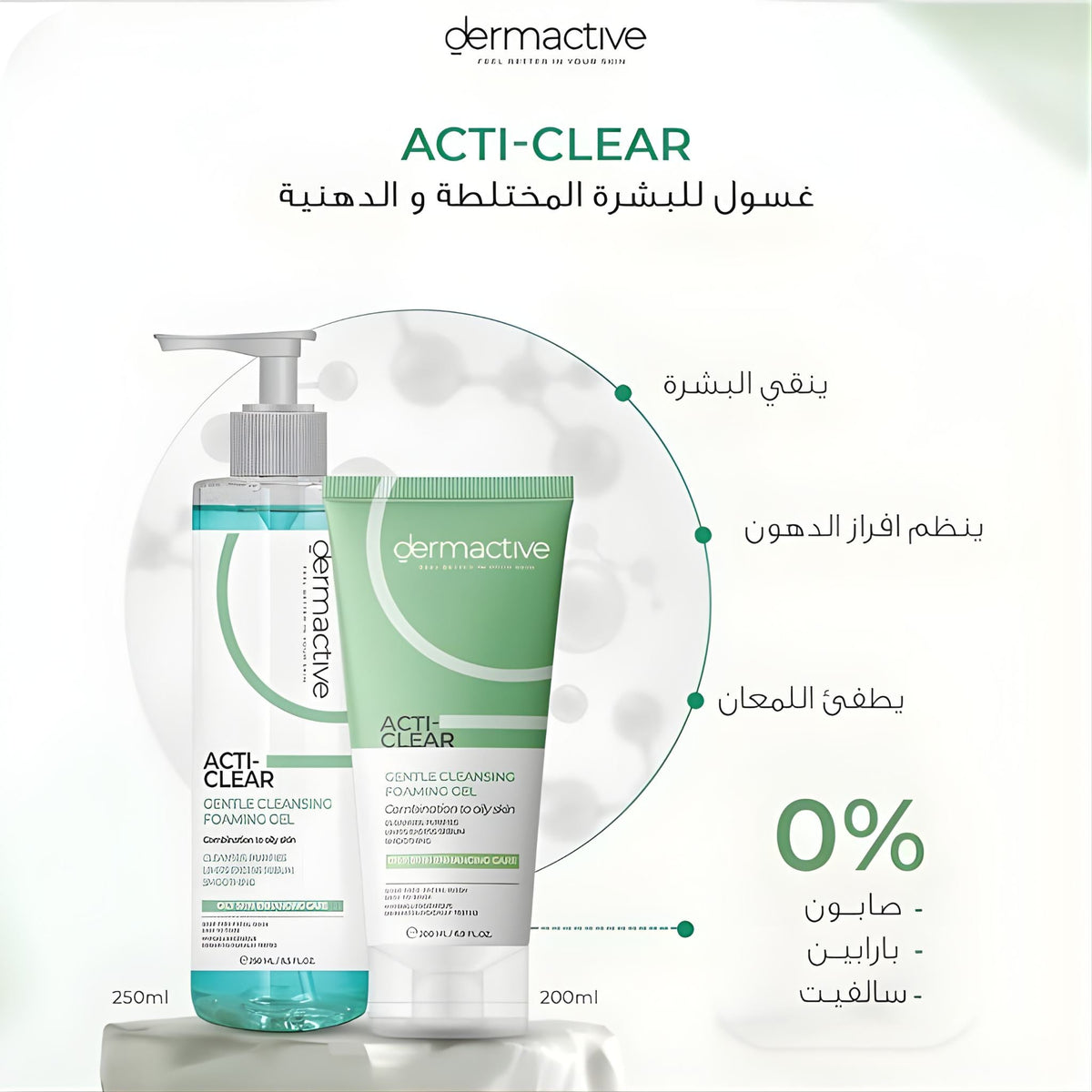 Refect Beauty Dermactive Acti-Clear Gentle Cleansing Gel bottle and tube for combination and oily skin
