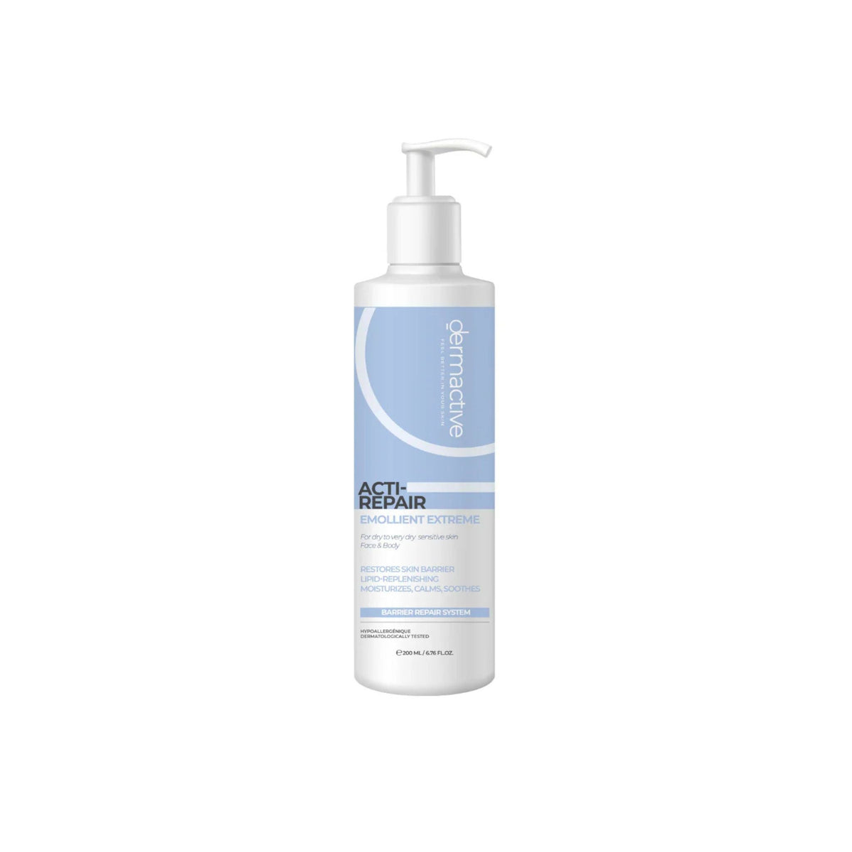 Refect Beauty Dermactive Acti-Repair Emollient Extreme lotion bottle for dry sensitive skin on face and body