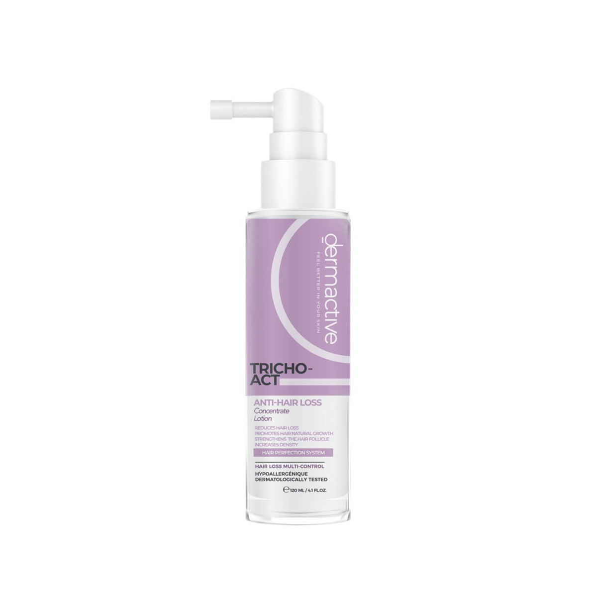 Refect Beauty Dermactive Tricho-Act anti-hair loss lotion concentrate in a 120ml spray bottle for scalp treatment.