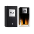 Refect Beauty Dior Homme Parfum bottle and black textured box featuring a woody iris and leather fragrance scent