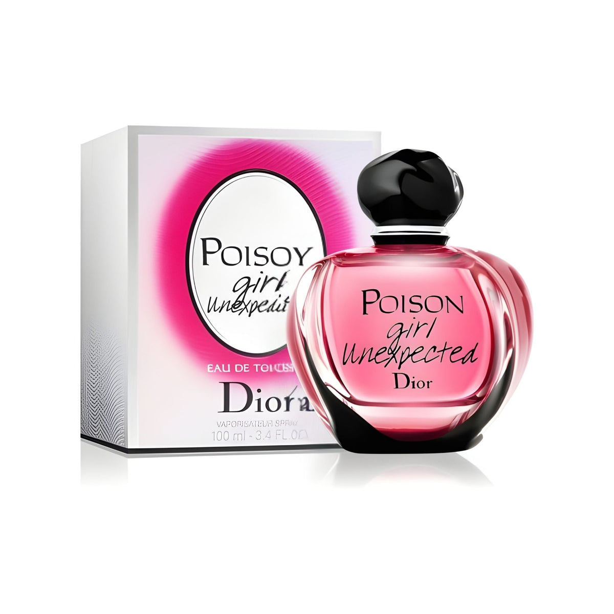 Refect Beauty Dior Poison Girl Unexpected Eau de Toilette perfume bottle with its matching white and pink box.