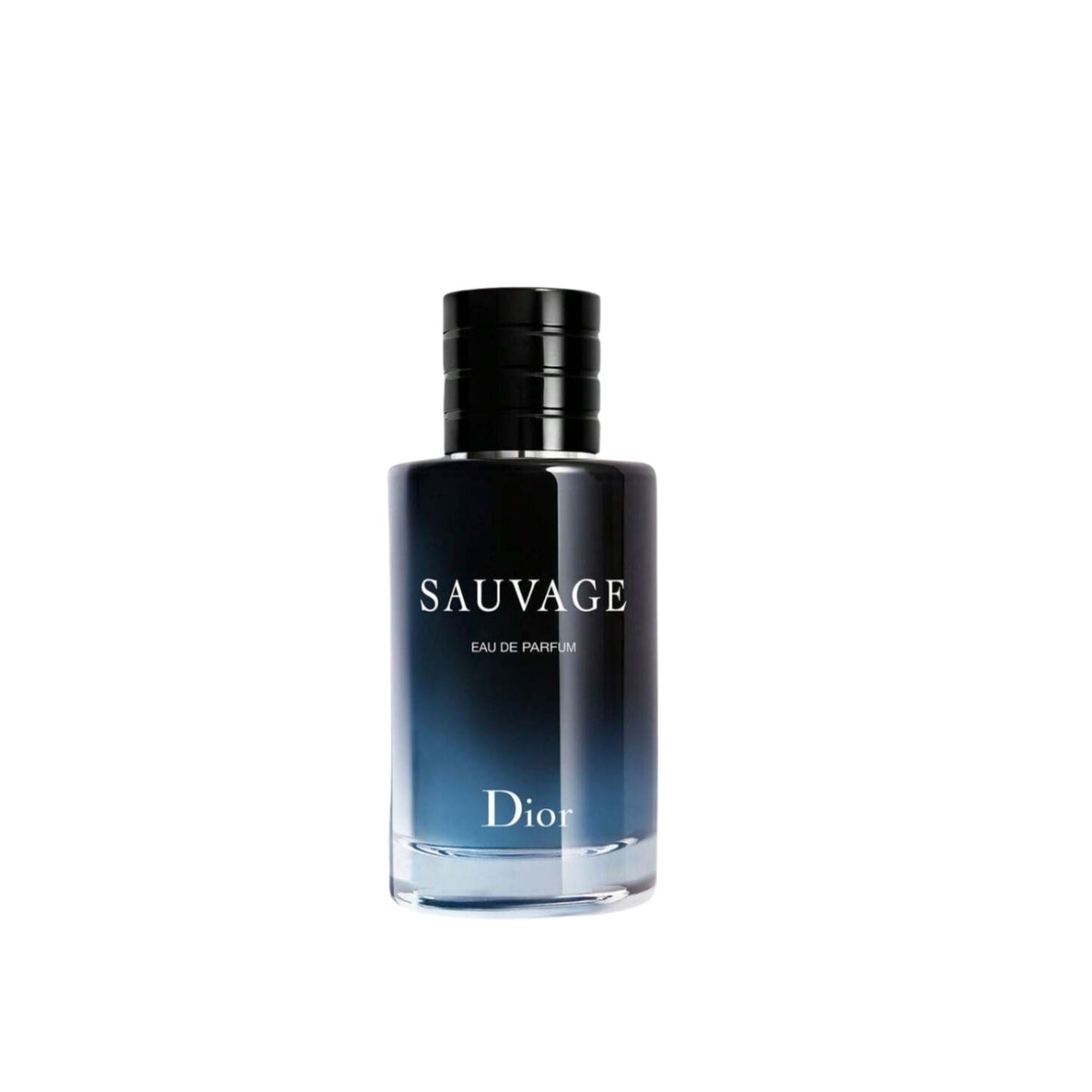 Refect Beauty Dior Sauvage Eau de Parfum bottle with a dark blue gradient glass finish and black cap.