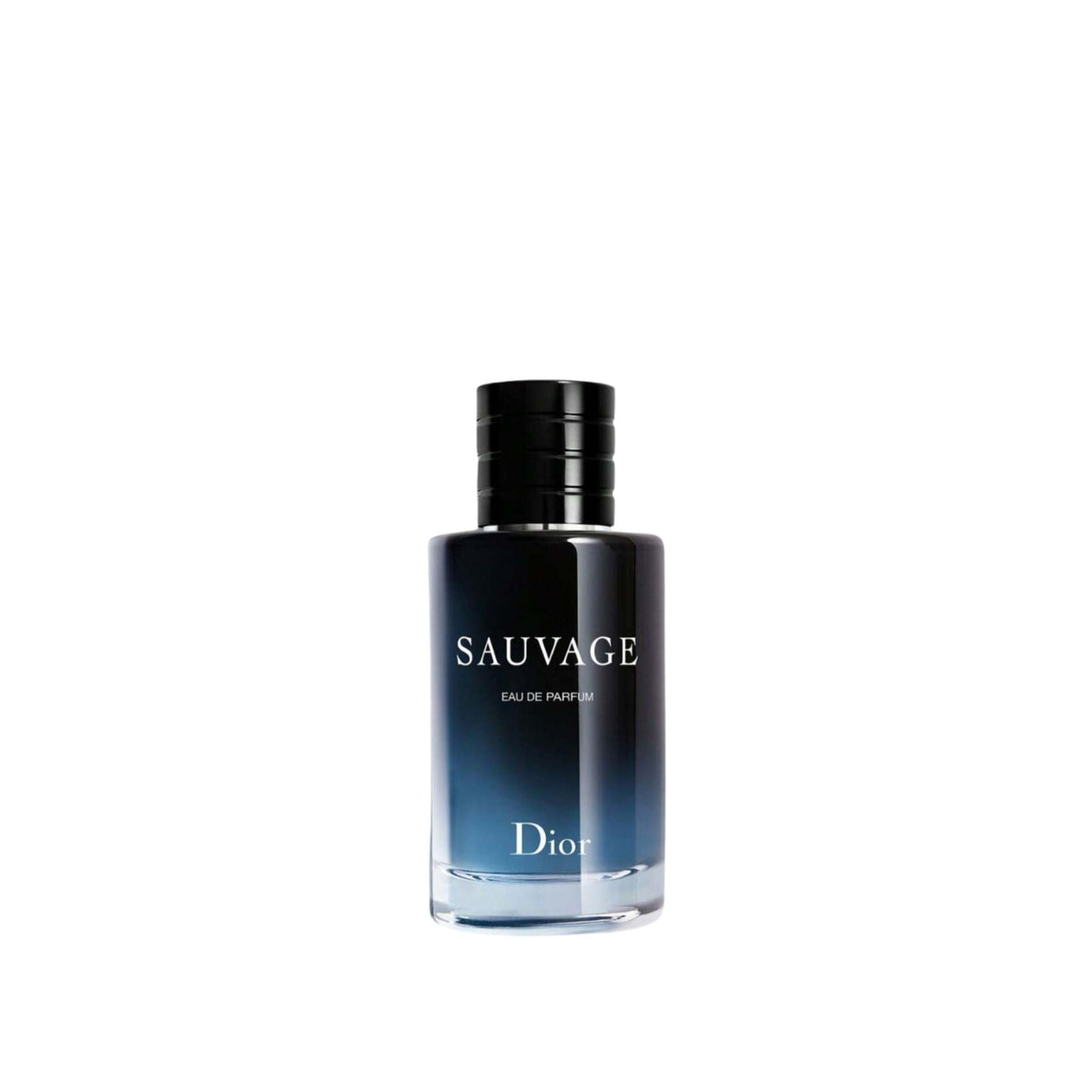 Refect Beauty Dior Sauvage Eau de Parfum bottle with a dark blue gradient glass and black cap