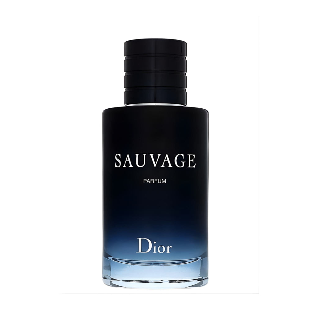 Refect Beauty Dior Sauvage Parfum bottle featuring a deep blue gradient glass design and black cap