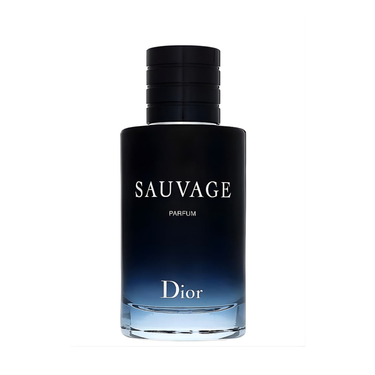 Refect Beauty Dior Sauvage Parfum bottle featuring a deep blue gradient glass design and black cap