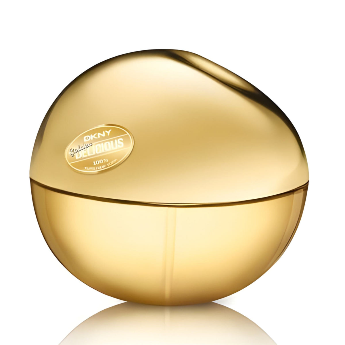Refect Beauty DKNY Golden Delicious Eau de Parfum in a spherical metallic gold apple-shaped bottle