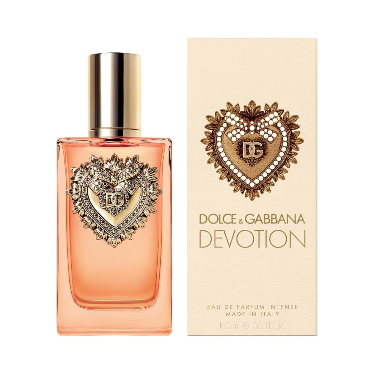 Refect Beauty Dolce & Gabbana Devotion Eau de Parfum Intense bottle and box with gold heart emblem