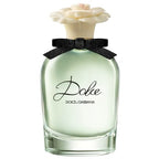 Refect Beauty Dolce & Gabbana Dolce Eau de Parfum in a clear glass bottle with a white floral cap and black ribbon.