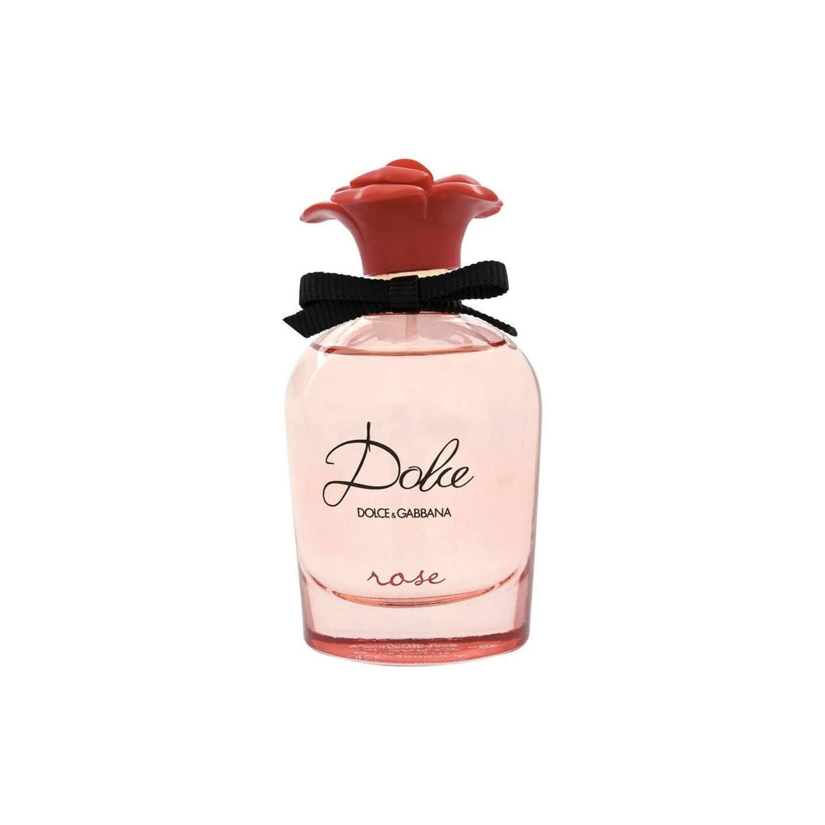 Refect Beauty Dolce & Gabbana Dolce Rose eau de toilette in a pink glass bottle with a red rose cap and black ribbon