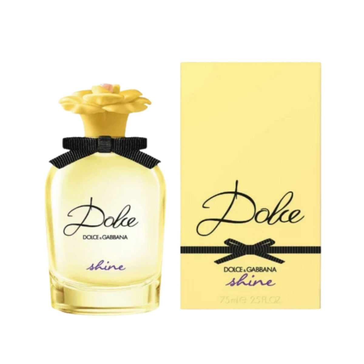 Refect Beauty Dolce & Gabbana Dolce Shine Eau de Parfum bottle with yellow flower cap and matching yellow box