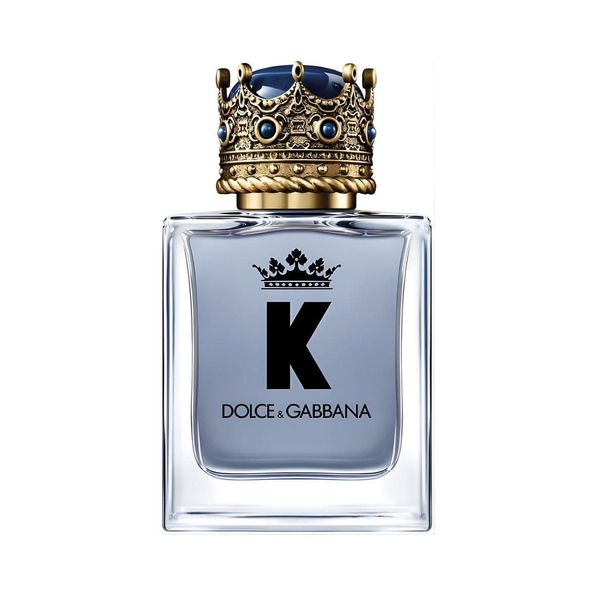 Refect Beauty Dolce & Gabbana K Eau de Toilette bottle with a distinctive crown cap and blue glass design