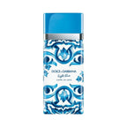 Refect Beauty Dolce & Gabbana Light Blue Capri In Love perfume bottle with blue and white Mediterranean tile pattern