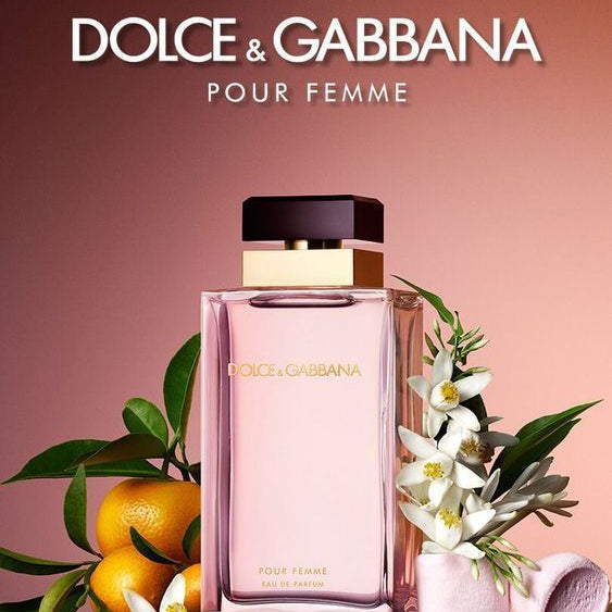 Refect Beauty Dolce & Gabbana Pour Femme Eau de Parfum bottle with clementine and orange blossom floral accents