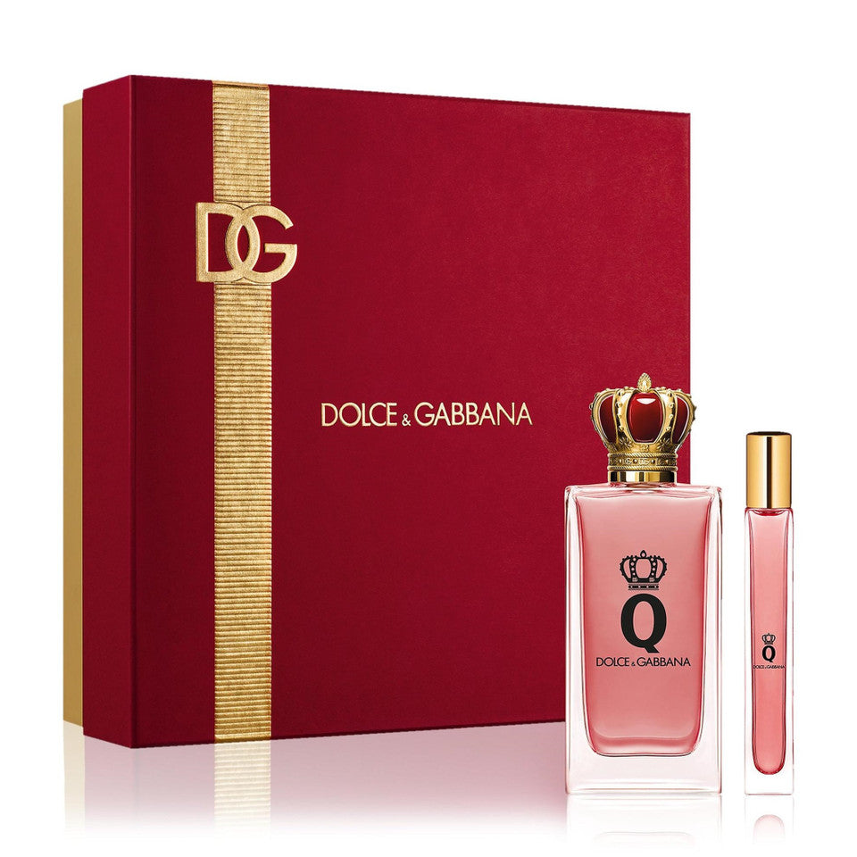 Refect Beauty Dolce & Gabbana Q Eau de Parfum gift set with full-size bottle and travel spray in a red box