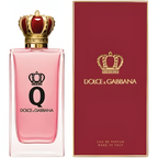 Refect Beauty Dolce & Gabbana Q Eau de Parfum bottle with crown cap next to its red branded box