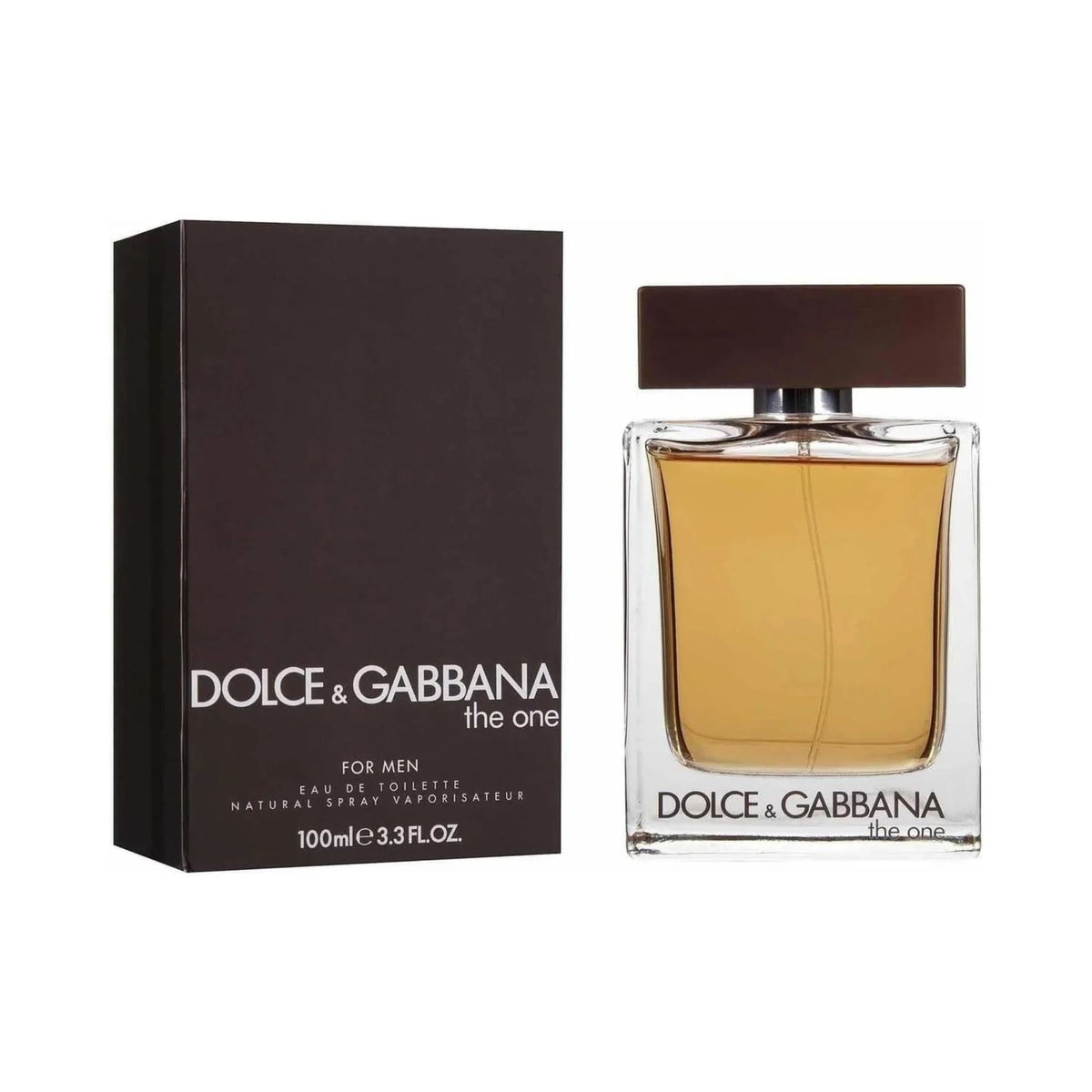 Refect Beauty Dolce & Gabbana The One Eau de Toilette for men in a glass bottle with a dark brown cap and box.