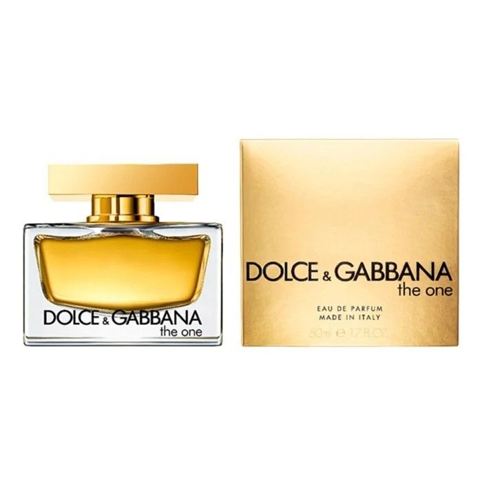 Refect Beauty Dolce & Gabbana The One Eau de Parfum bottle and gold box featuring a warm floral amber scent.