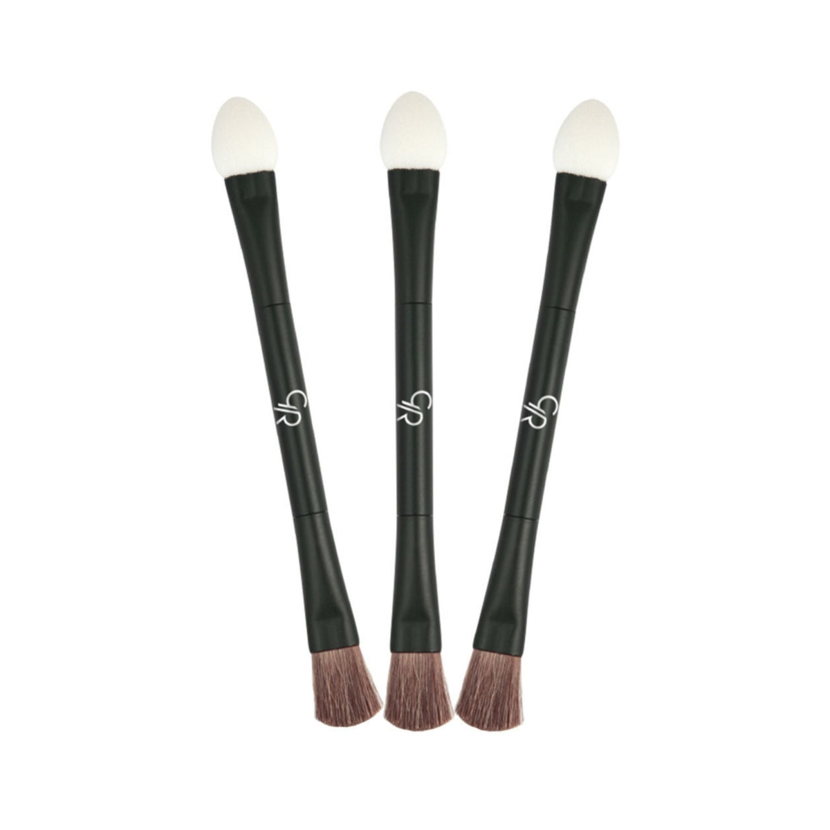 Refect Beauty Golden Rose double-ended eyeshadow brush with soft synthetic bristles and a black handle.
