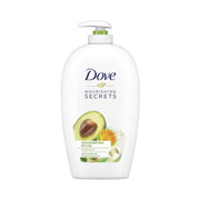 Refect Beauty Dove Invigorating Ritual Avocado hand wash in a white pump bottle with avocado and calendula graphics