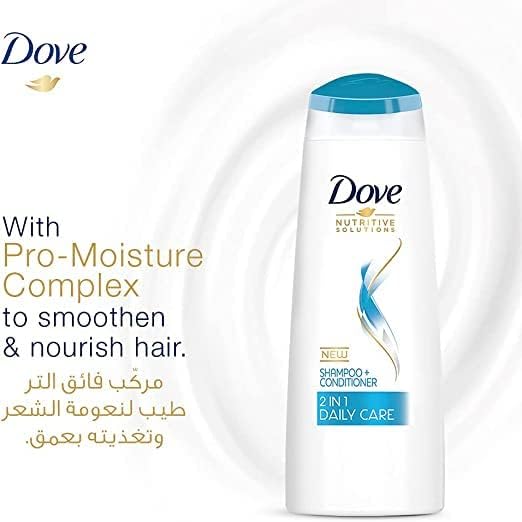 Refect Beauty Dove Daily Care 2-in-1 shampoo and conditioner bottle with Pro-Moisture Complex for smooth hair