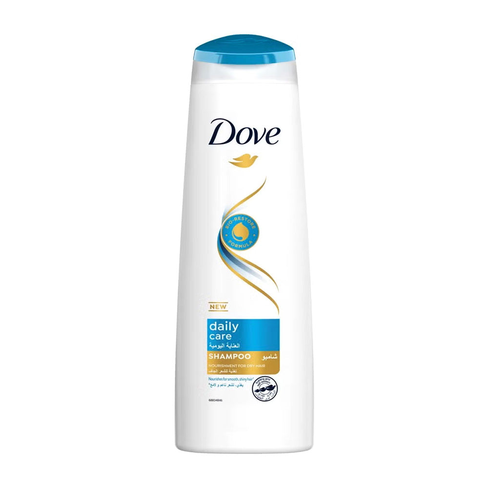 Refect Beauty Dove Daily Care Shampoo bottle with blue cap and nourishing formula for soft, smooth hair