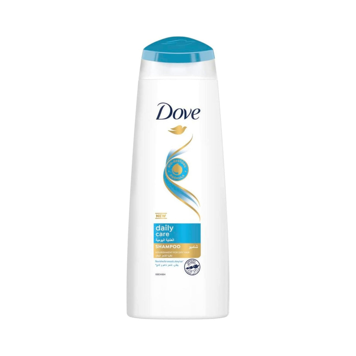 Refect Beauty Dove Daily Care Original Shampoo bottle with a white body and blue cap for daily hair nourishment.