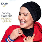 Refect Beauty Dove Daily Care Shampoo advertisement featuring a smiling woman in a black hijab and red hoodie