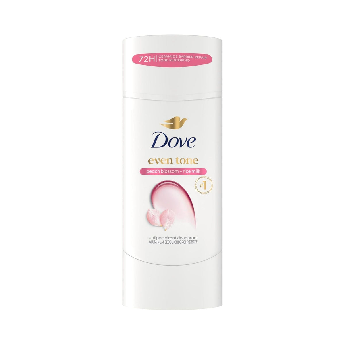 Refect Beauty Dove Even Tone antiperspirant deodorant stick with niacinamide, peach blossom, and rice milk scent.