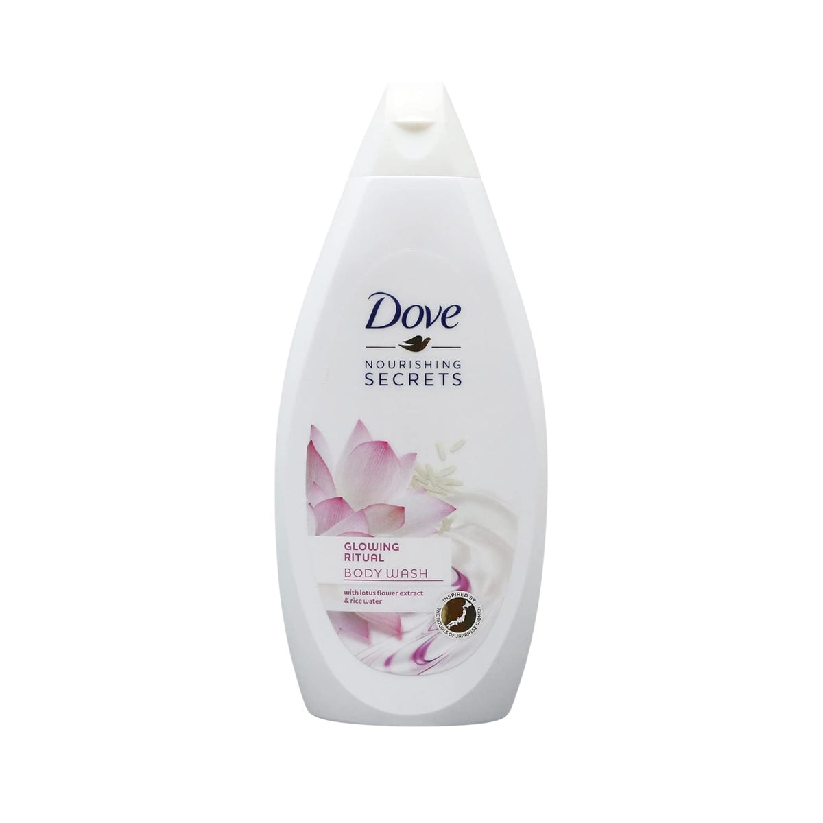 Refect Beauty Dove Glowing Ritual body wash bottle with lotus flower and rice water extract for radiant skin