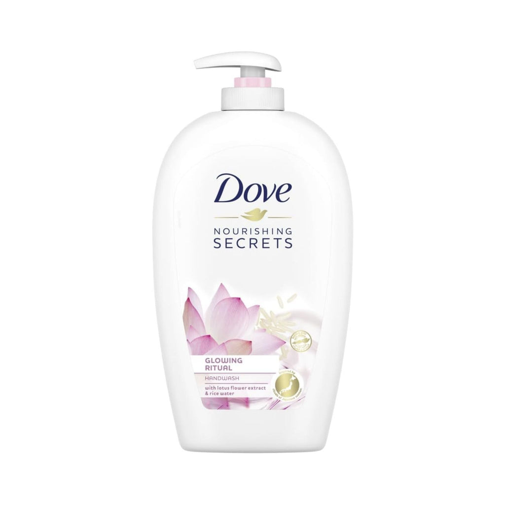 Refect Beauty Dove Nourishing Secrets Glowing Ritual handwash bottle with lotus flower and rice water design
