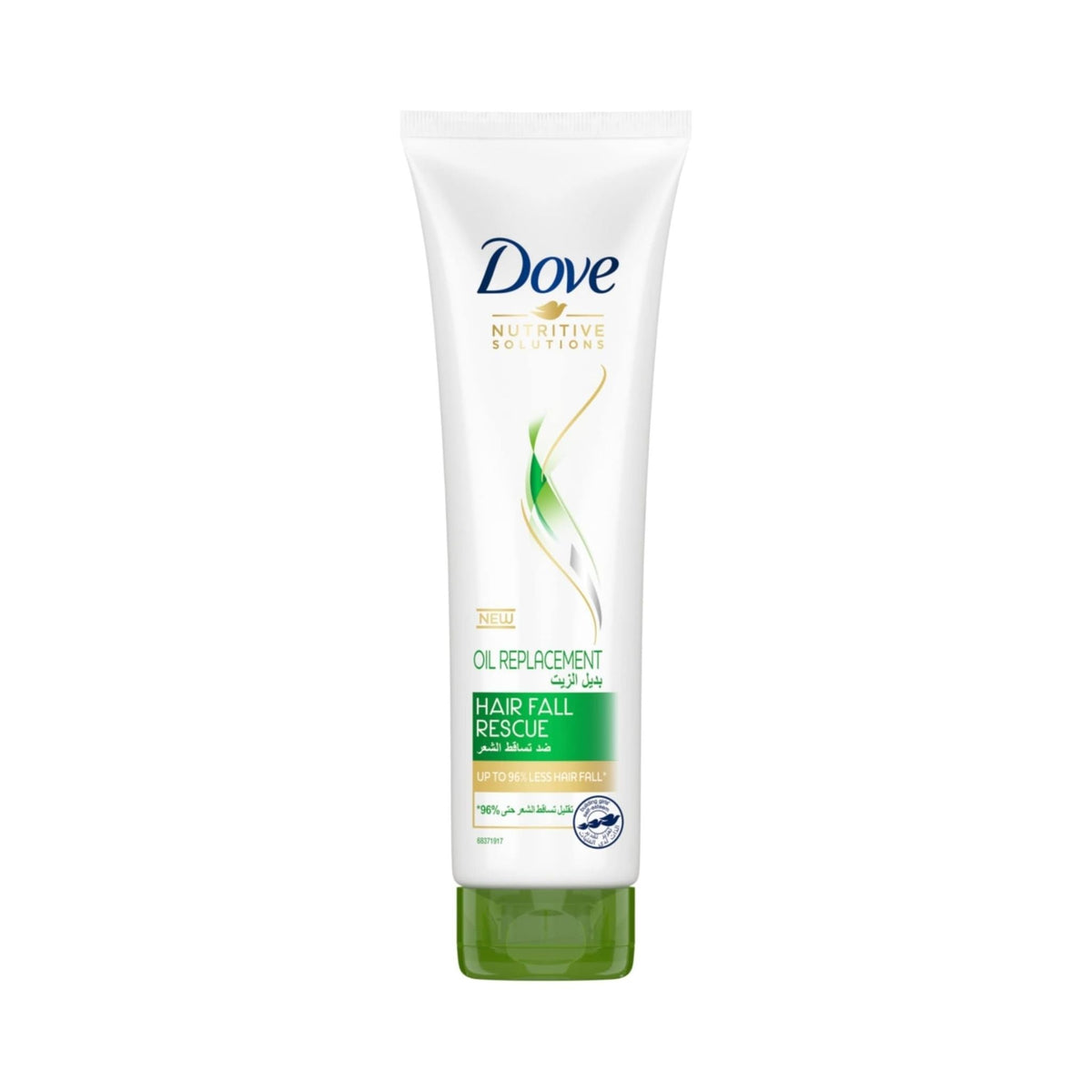 Refect Beauty Dove Hair Fall Rescue oil replacement cream in a white tube with green accents for hair strengthening.