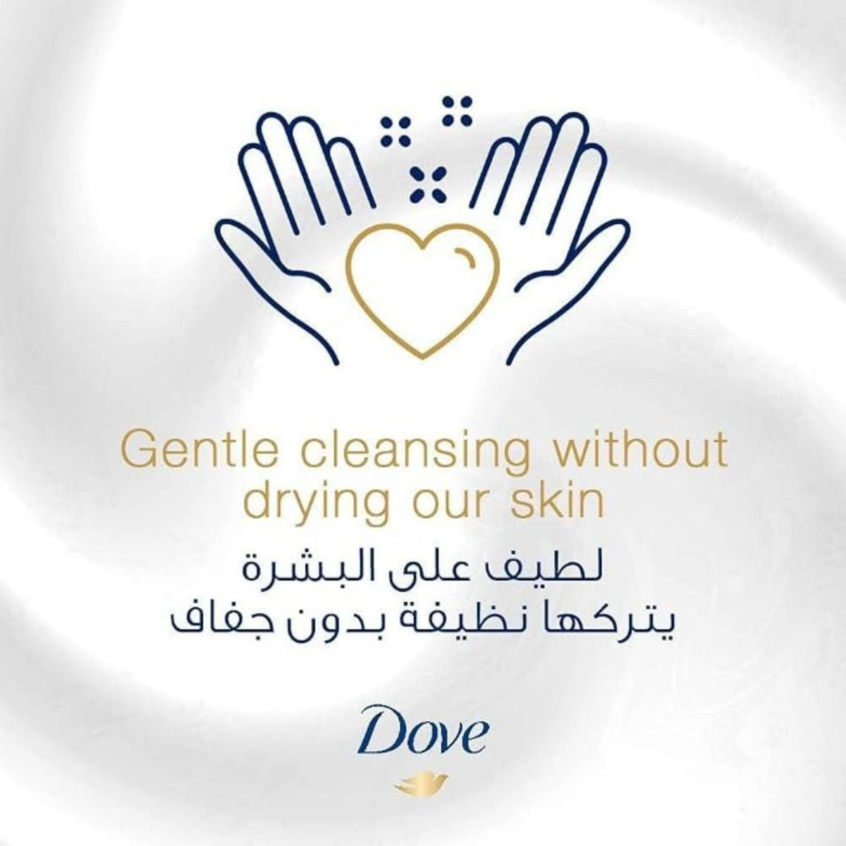 Refect Beauty Dove handwash graphic with heart and hand icon, promoting gentle cleansing for soft, hydrated skin.