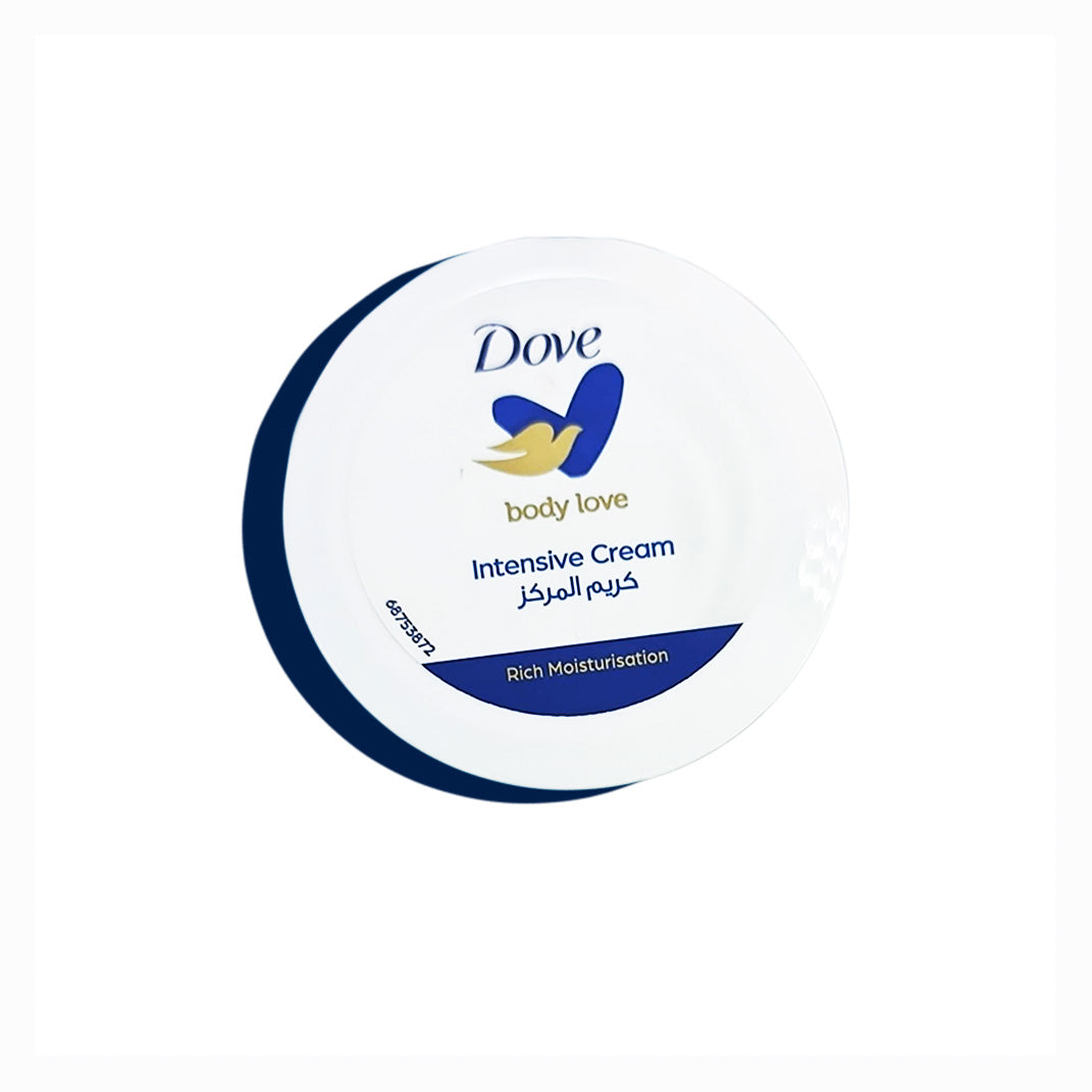 Refect Beauty Dove Body Love Intensive Cream white jar with blue branding for deep skin nourishment and hydration