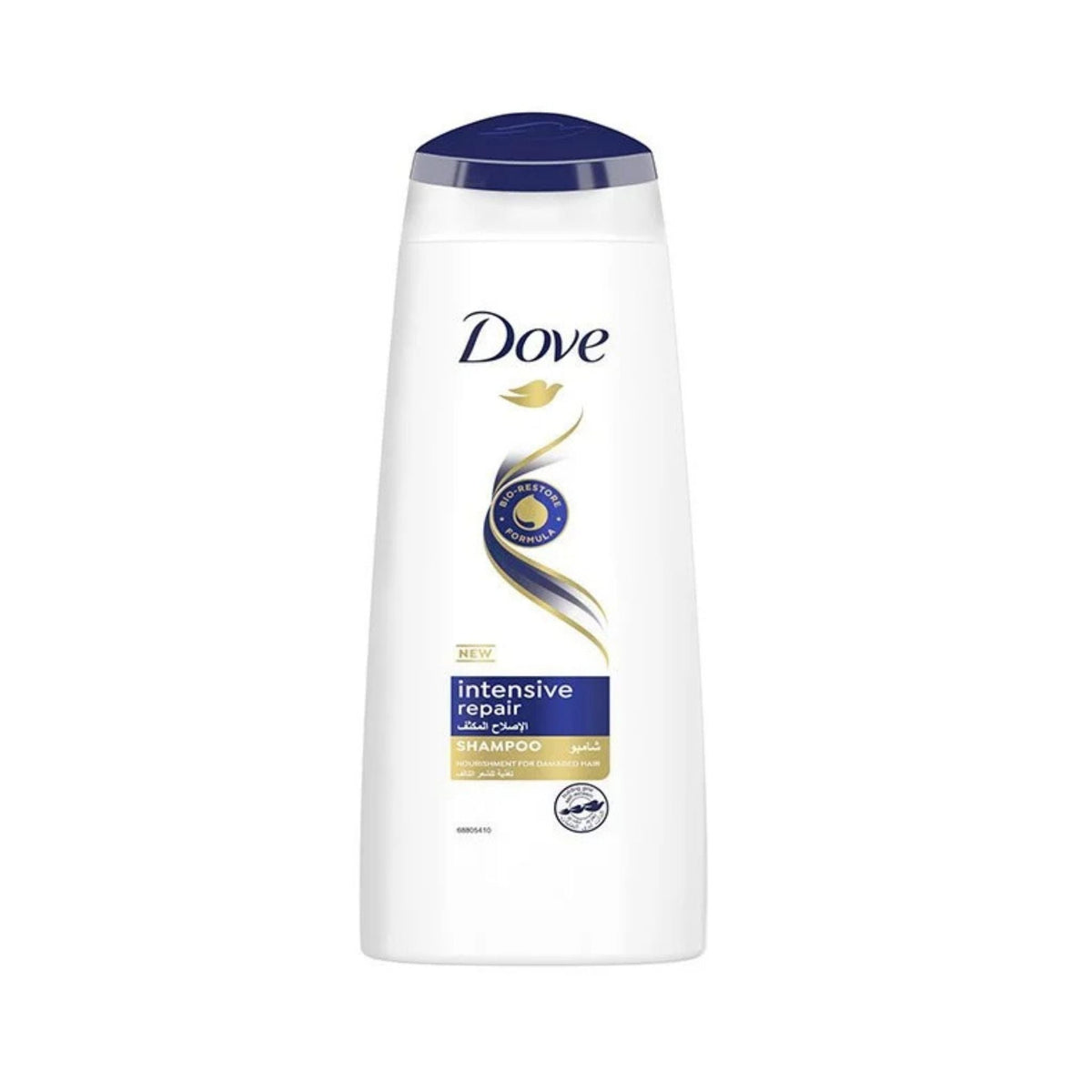 Refect Beauty Dove Intensive Repair Shampoo bottle with white packaging and blue cap for damaged hair care.