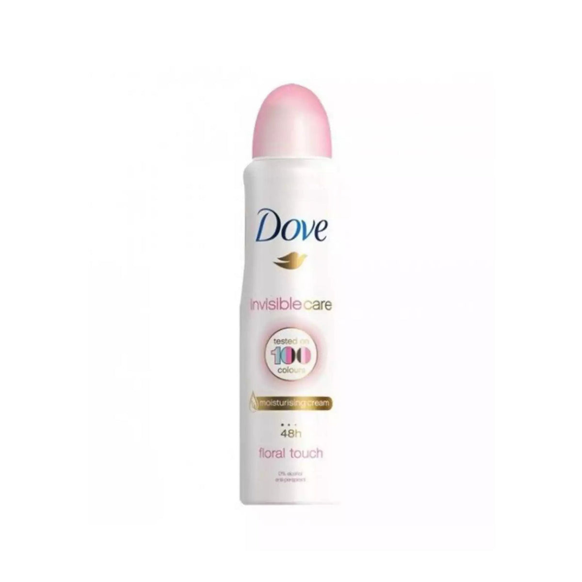 Refect Beauty Dove Invisible Care antiperspirant spray in a white can with a pink cap for 48-hour odor protection.