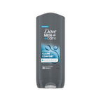 Refect Beauty Dove Men+Care Clean Comfort 3-in-1 body, face, and hair wash in a 400ml grey bottle.