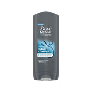 Refect Beauty Dove Men+Care Clean Comfort 3-in-1 body, face, and hair wash in a 400ml grey bottle.