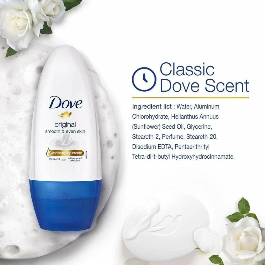 Refect Beauty Dove Original roll-on antiperspirant with moisturizing cream for 48-hour protection and soft skin