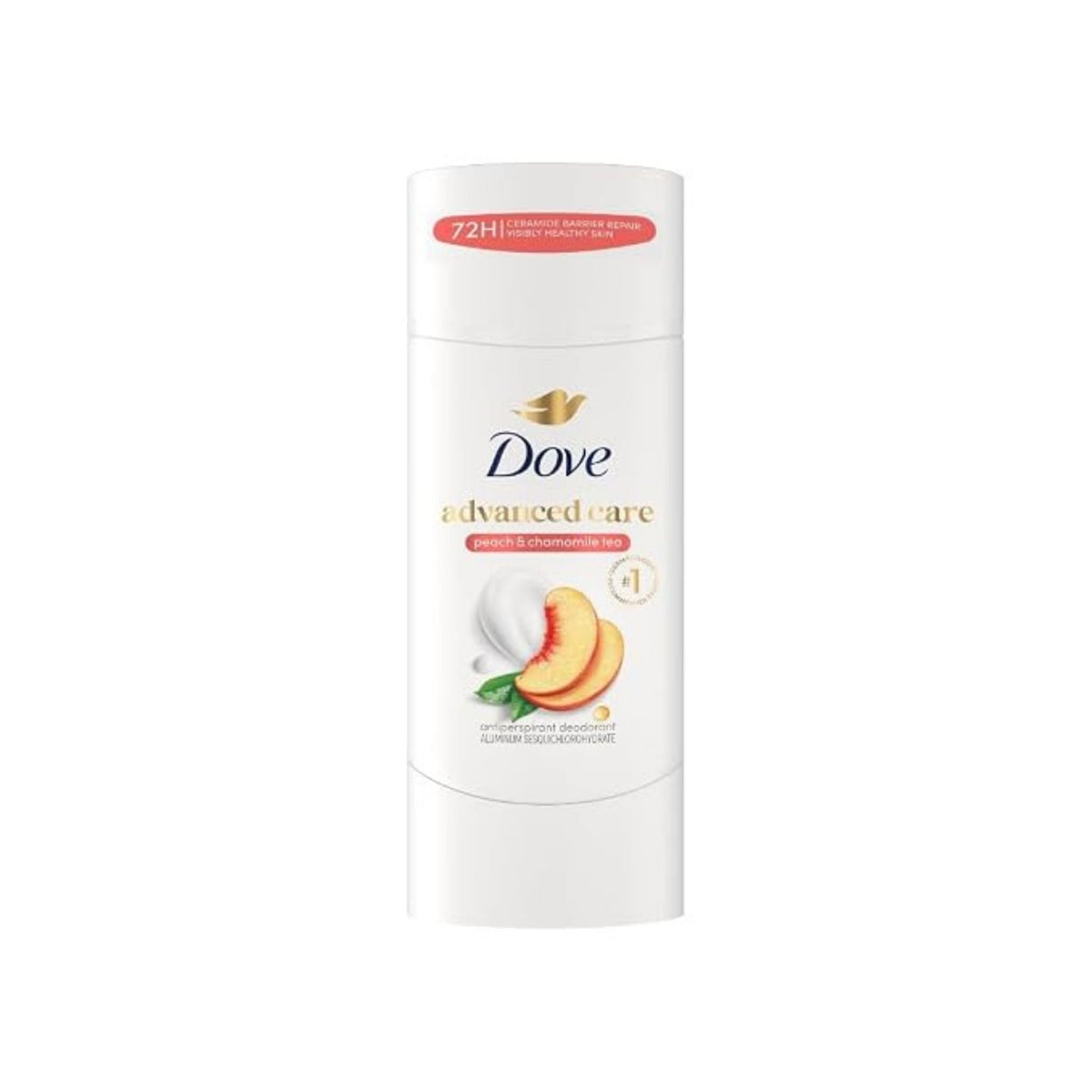 Refect Beauty Dove Advanced Care antiperspirant stick with peach and chamomile tea scent for smooth underarm skin