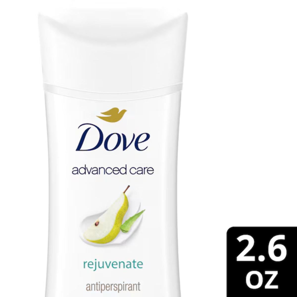 Refect Beauty Dove Advanced Care antiperspirant stick with pear scent in white packaging
