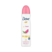 Refect Beauty Dove Go Fresh Pomegranate antiperspirant spray with a pink cap and refreshing fruity scent