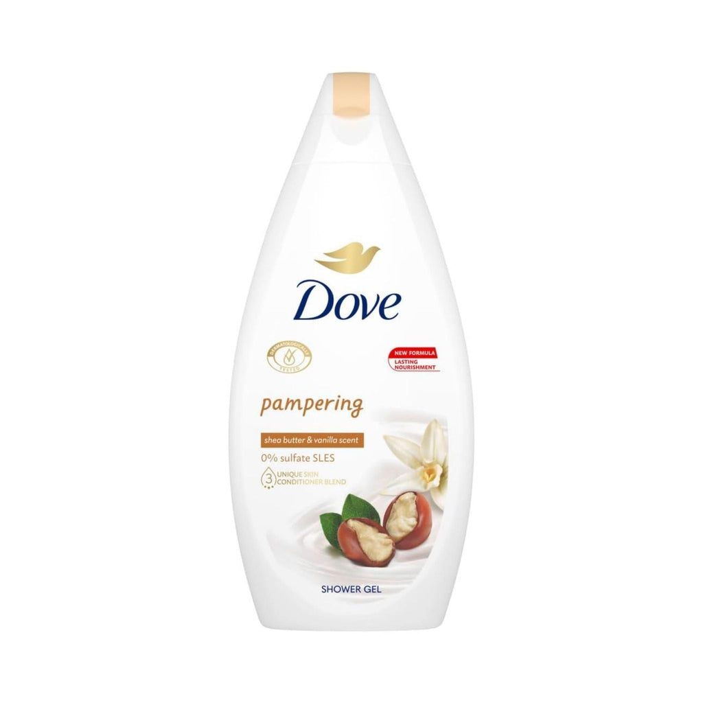 Refect Beauty Dove Pampering Shea Butter and Warm Vanilla body wash bottle with nourishing formula