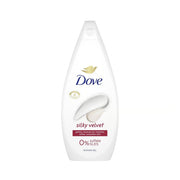 Refect Beauty Dove Silky Velvet shower gel bottle with creamy texture graphic for soft and smooth skin