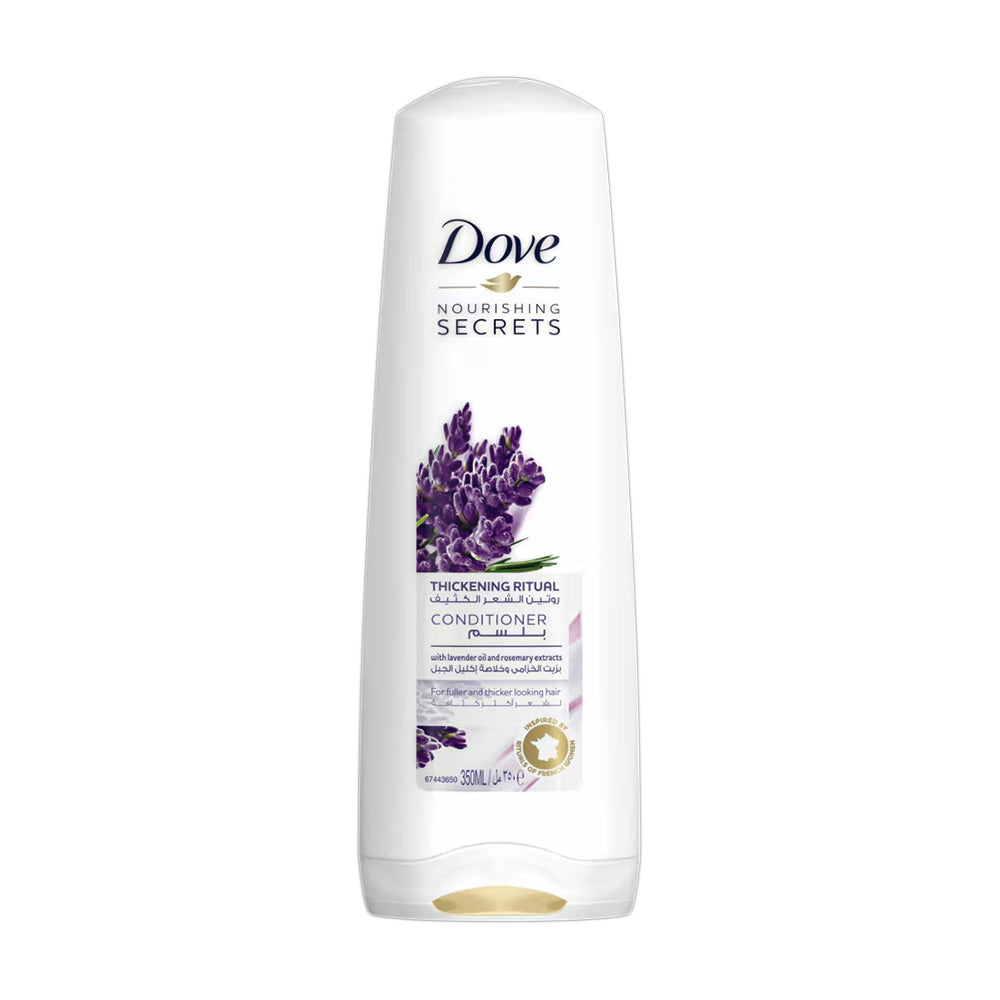 Refect Beauty Dove Nourishing Secrets Thickening Ritual Conditioner bottle featuring lavender and rosemary extracts