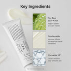 Refect Beauty Dr. Althea 345 Relief Cream tube with ingredient highlights for tea tree, niacinamide, and ceramide NP.