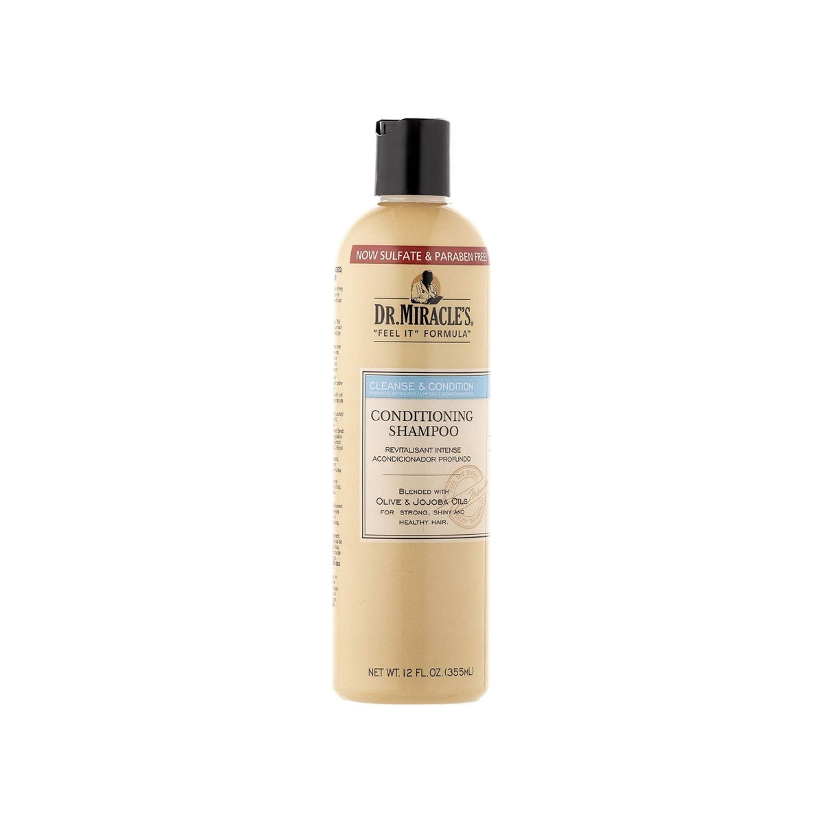Refect Beauty Dr. Miracles Conditioning Shampoo bottle with olive and jojoba oils for soft, healthy hair.