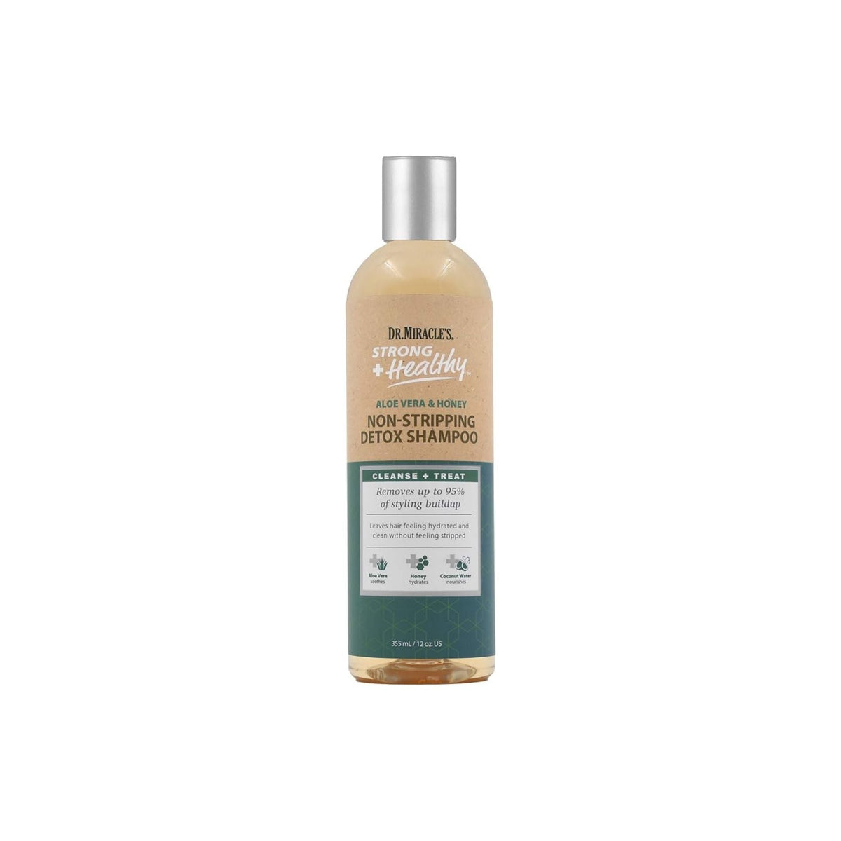 Refect Beauty Dr. Miracles Non-Stripping Detox Shampoo with aloe vera and honey in a 355ml clear bottle