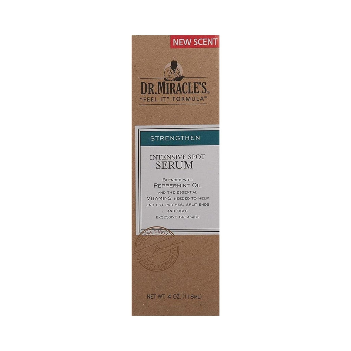 Refect Beauty Dr. Miracles Intensive Spot Serum bottle featuring peppermint oil and vitamins for hair strengthening.