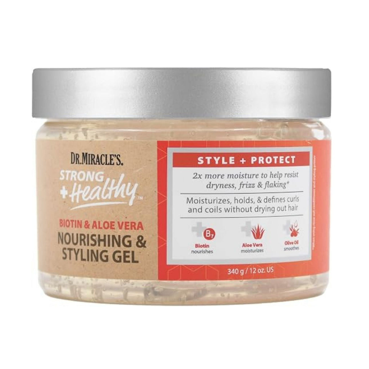 Refect Beauty Dr. Miracles Nourishing & Styling Gel with biotin and aloe vera in a clear jar for defined curls.