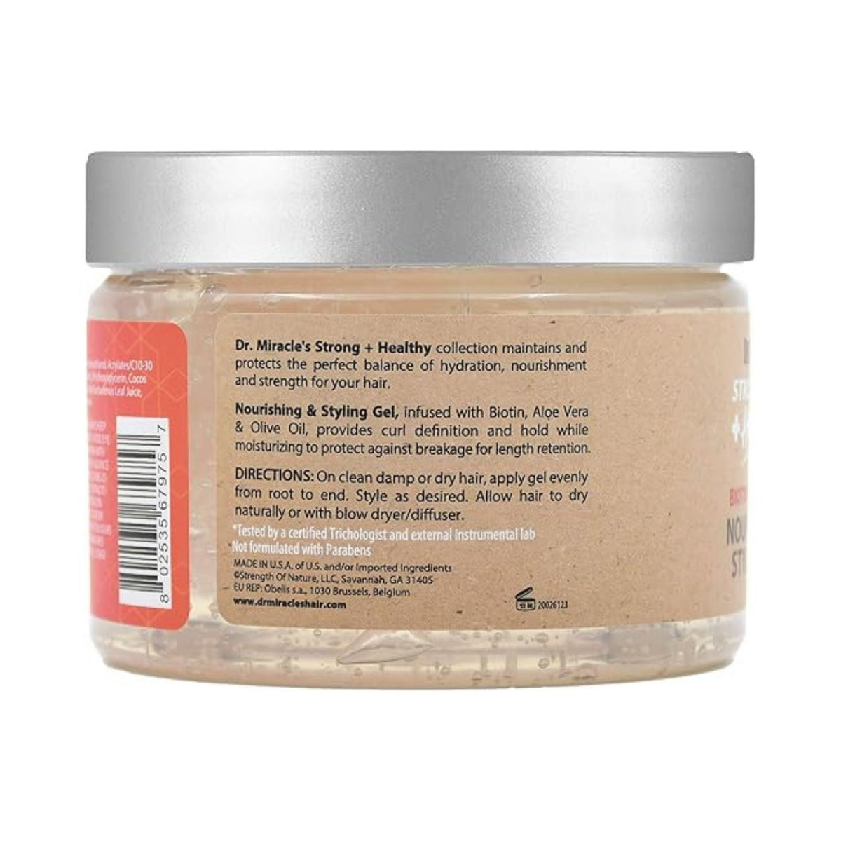 Refect Beauty Dr. Miracles Nourishing & Styling Gel in a clear jar with a silver lid showing product details